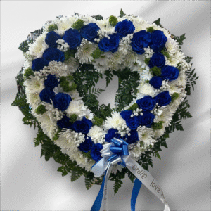 Eternal Love Floral Heart Tribute Blue & White